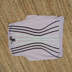 jamie sadock Lavender Knit Sleeveless Top with Black and Mint Stripes